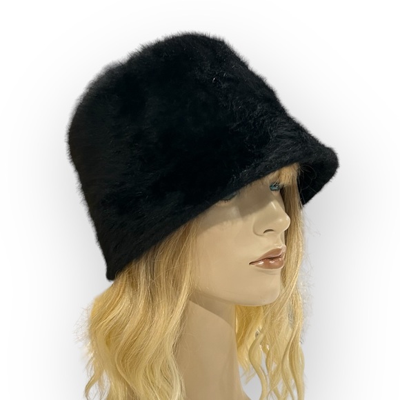 Vintage Black Angora Cloche - Picture 2 of 11